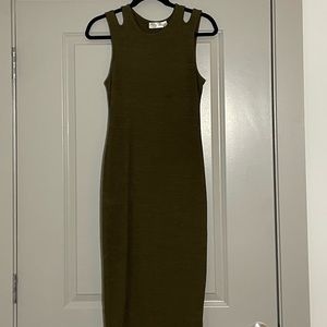 Malorie knit midi dress in olive, size XS